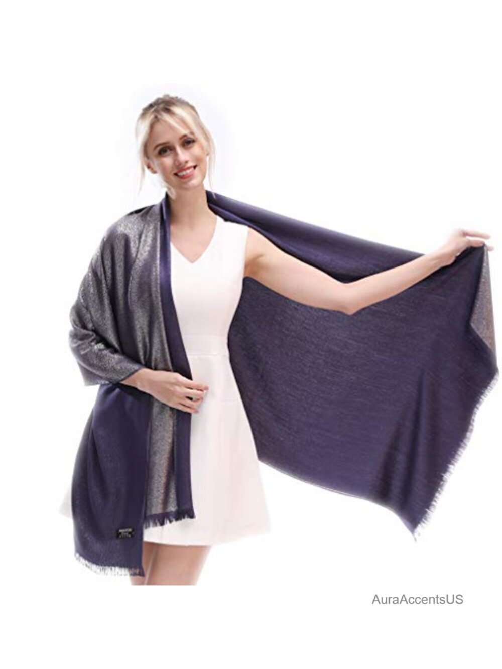 Sparkling Metallic Soft Pashmina Shawl Wrap Scarf in Polyester
